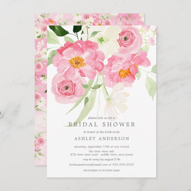 Convite Primavera Blossomo Chá de panela Floral (Frente/Verso)