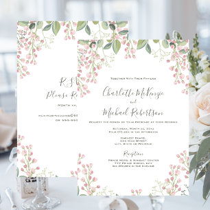 Convite Primavera Blossoms Cor-de-rosa com Casamento RSVP