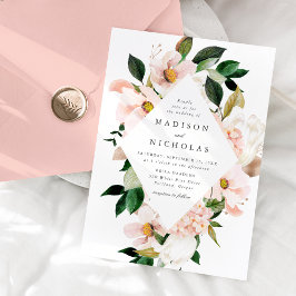 Convite Primavera Blush Floral Frame Weding