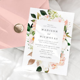 Convite Primavera Blush Floral Frame Weding