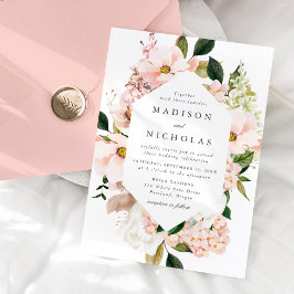 Convite Primavera Blush Floral Frame Weding