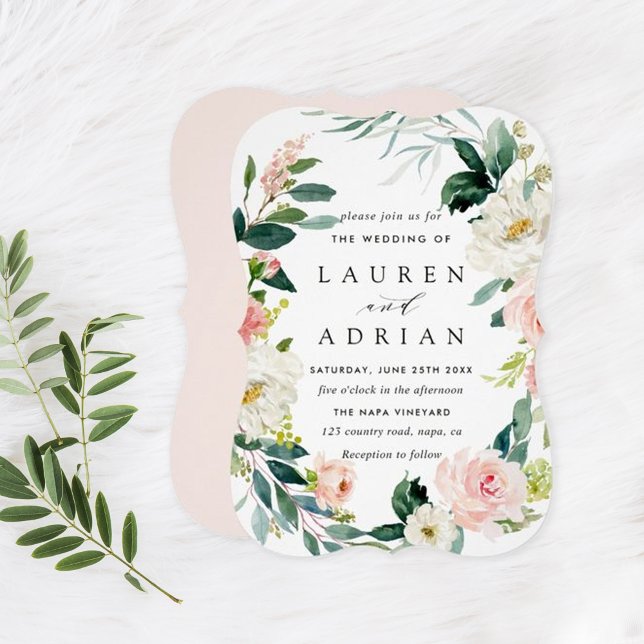 Convite Primavera Blush Floral Wreath Invitation (Criador carregado)