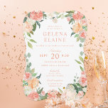 Convite Primavera Blush Peach Watercolor Bat Mitzvah<br><div class="desc">pinks e pêssegos aquosos com fundo claro. Personalizar para alterar o texto e a cor de fundo do evento.</div>
