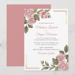 Convite Primavera Botânica Elegante Pink Peony Floral