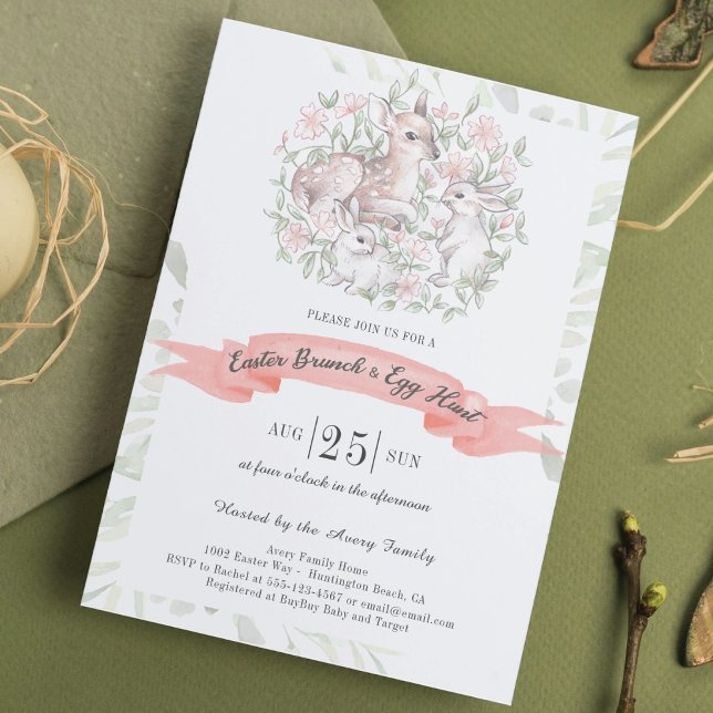 Convite Primavera Bunny Brunch e Páscoa de caça de ovos (Criador carregado)