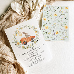 Convite Primavera Bunny Wildflower Wreath Páscoa Anivers