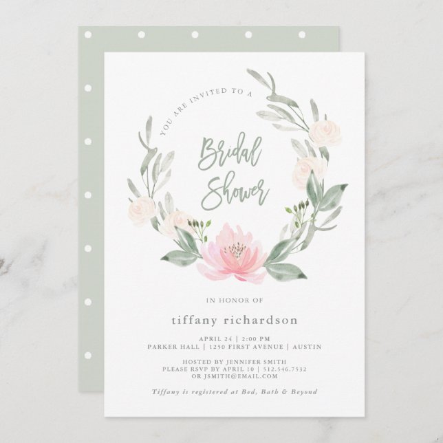 Convite Primavera| Chá de panela Floral de Aquarela (Frente/Verso)