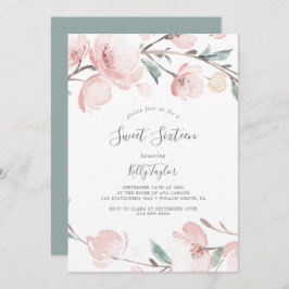 Convite Primavera Cherry Blossom Doce Dezesseis Aniversári