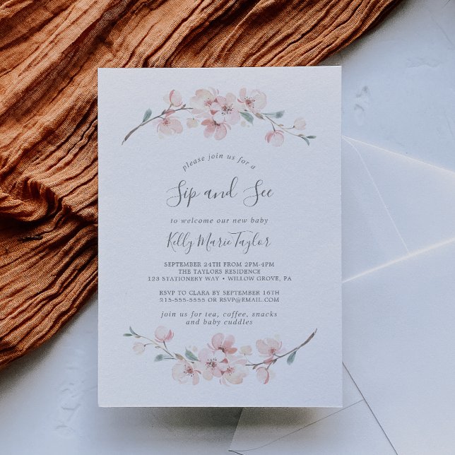 Convite Primavera Cherry Blossom Sip e veja (Criador carregado)