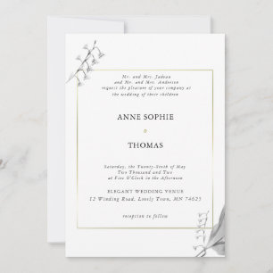 Convite Primavera Clássico Elegante Lily do Casamento Dour