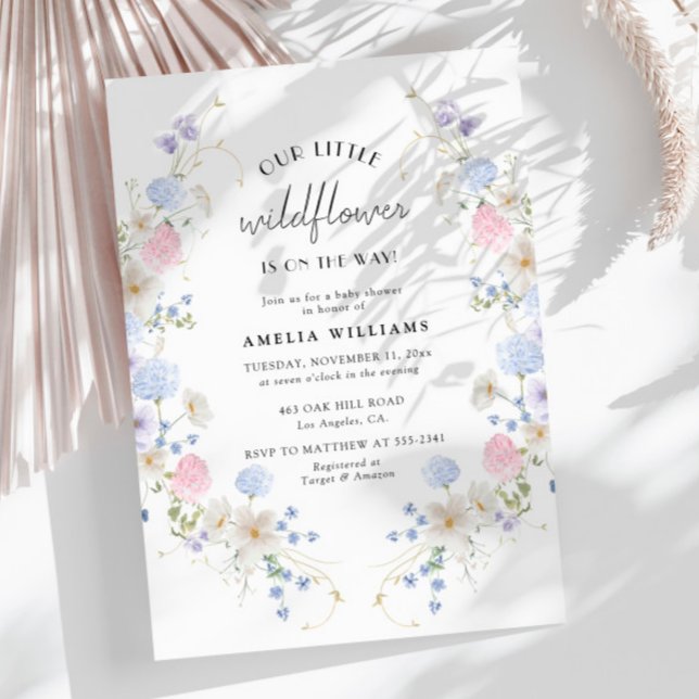 Convite Primavera cor-de-rosa pequeno Chá de fraldas de fl (Criador carregado)