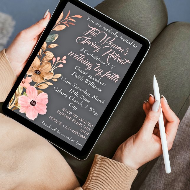 Convite Primavera das mulheres retraem cristão-rosa-silves (Criador carregado)