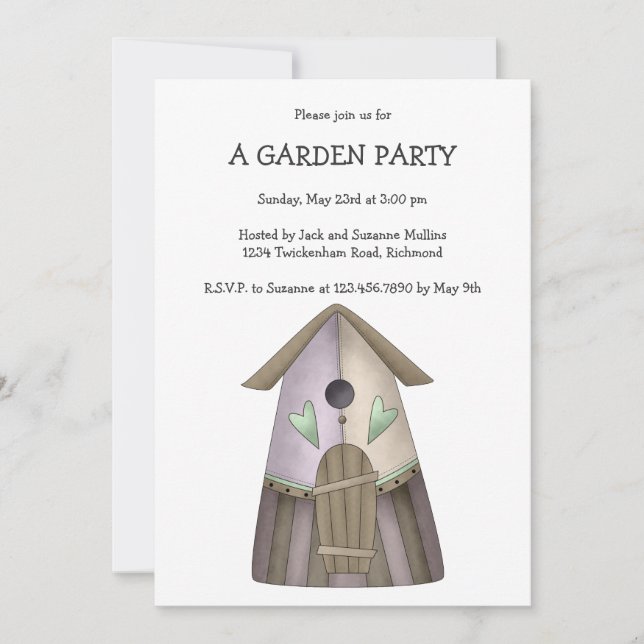 Convite Primavera de boas-vindas ・ Birdhouse Roxo (Frente)