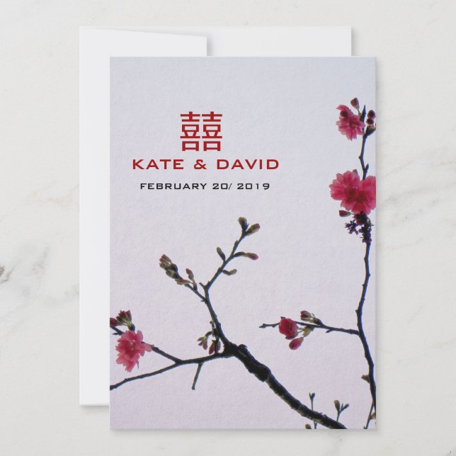 Convite Primavera de Boas-vindas/Sakura Dupla Felicidade (Frente)