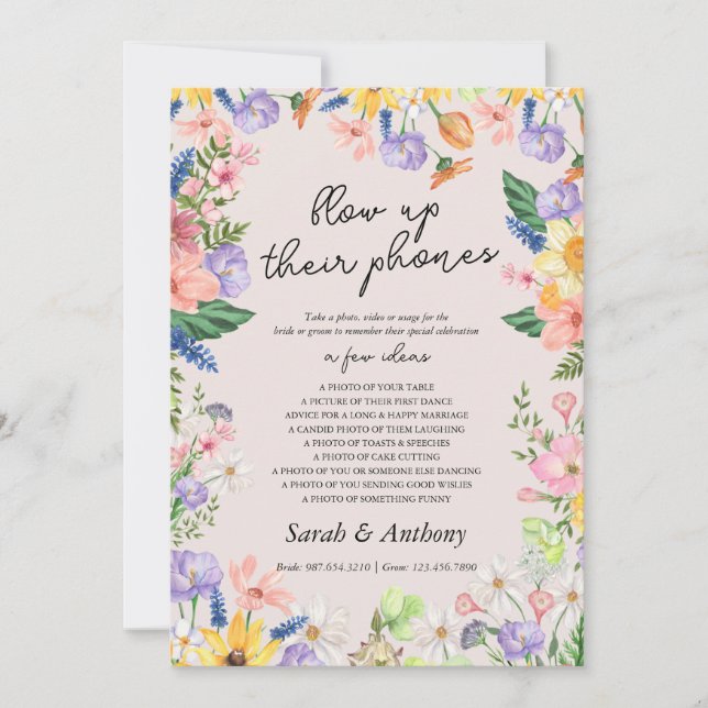 Convite Primavera de Flor Selvagem Explode A Placa De Sina (Frente)