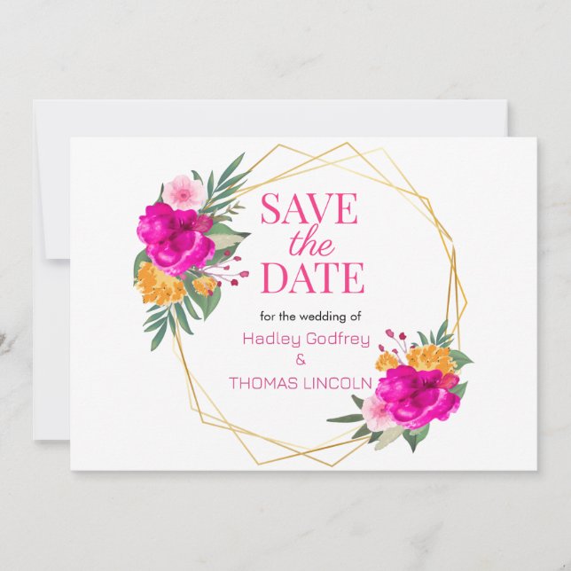 Convite Primavera De Flor Selvagem Rosa Que Salve A Data (Frente)