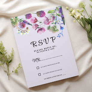 Convite primavera de flor selvagem roxa lavanda RSVP