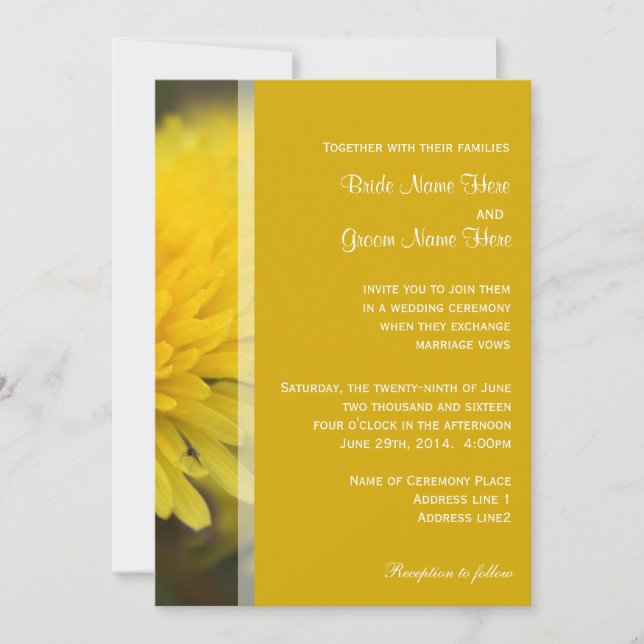 Convite Primavera de flores de dandelion selvagens, verão, (Frente)