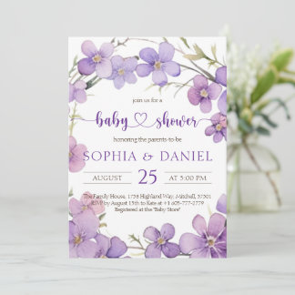 Convite Primavera Delicar Chá de fraldas de Flores Violeta