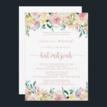 Convite Primavera Dourada rosa Floral Bat Mitzvah<br><div class="desc">Este convite para morcegos florais de primavera rosa de ouro é perfeito para um morcego mitzvah rústico. A design apresenta uma riqueza de peões coloridos e folhagem verde,  lindamente amontoada em buquês charmosos,  inspirando beleza natural.</div>