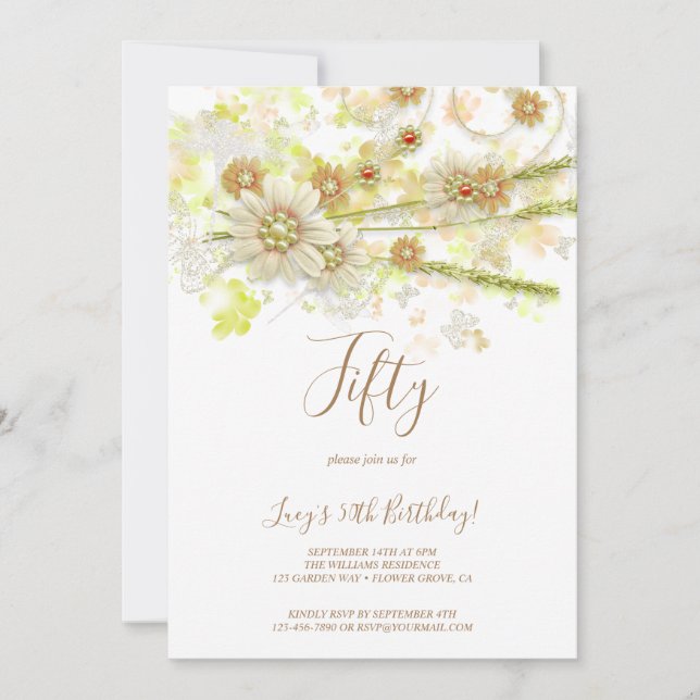 Convite Primavera e Miçanga Decorative 50º aniversário (Frente)
