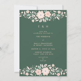 Convite Primavera Emerald Green Boho - Casamento das Flore