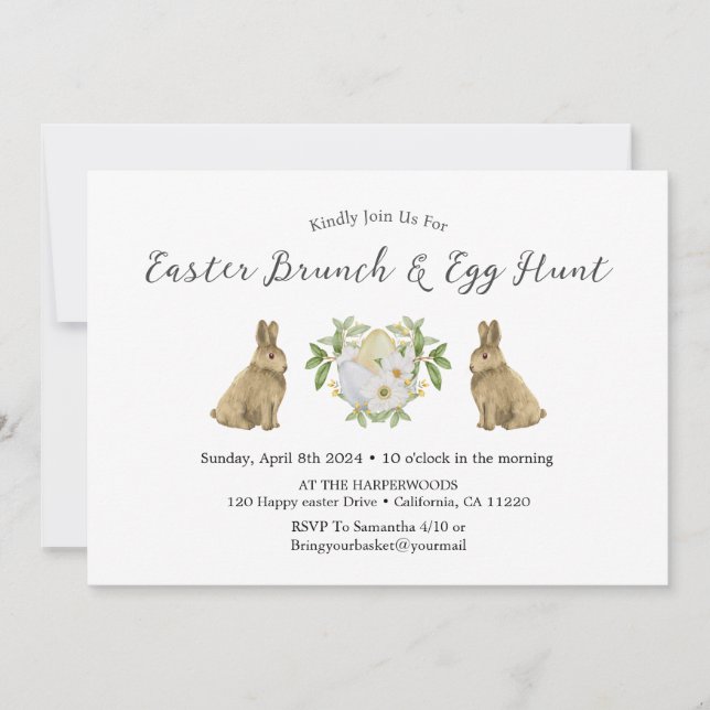 Convite primavera floral Almoço de páscoa de Páscoa por Aq (Frente)