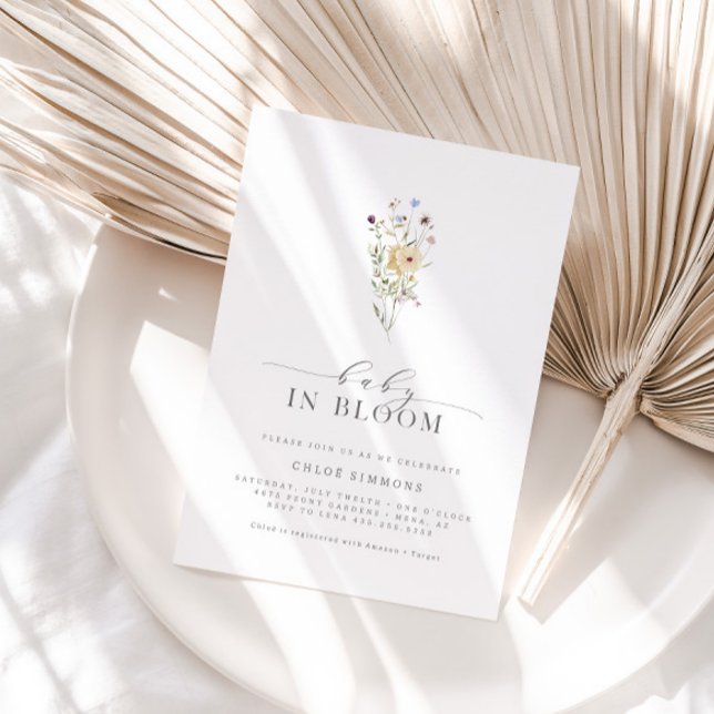 Convite Primavera Floral Baby in Bloom Chá de fraldas | (Criador carregado)