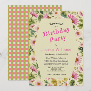 Convite Primavera Floral Birthday
