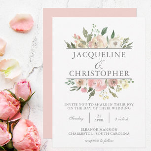 Convite Primavera Floral de Blush Peony Casamento
