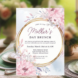 Convite Primavera Floral Dia de as mães Elegante Brunch