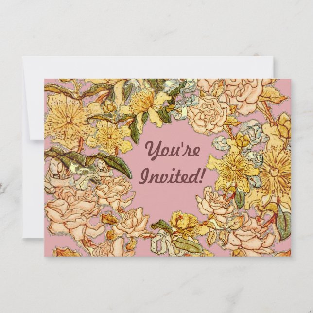 Convite Primavera Floral Frota Flor-Rosa Flor-Rosa Arte (Frente)