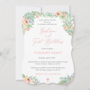 Convite Primavera Floral Girl Baptism e festa de primeiro 