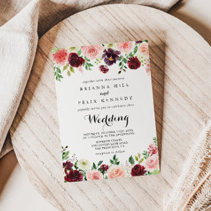 Convite Primavera Floral Moderno de Caligrafia Casamento