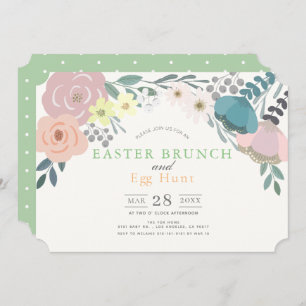 Convite Primavera Floral Páscoa Brunch & Ovo Hunt