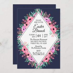 Convite Primavera Floral Páscoa Elegante Brunch   Qualquer