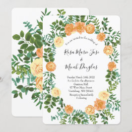 Convite Primavera Floral Rosa de Casamento de Peach