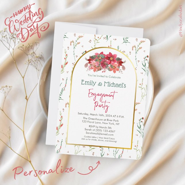 Convite Primavera Floral Verde Chic Festa de noivado Bloom (Criador carregado)