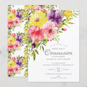 Convite Primavera Garden Floral First Communitation
