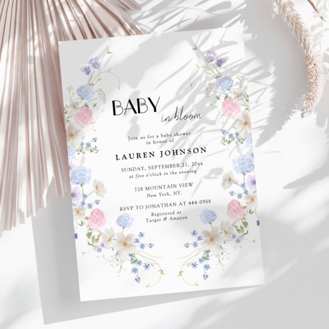Convite Primavera Garden Pink Purple Wilflower Chá de fral (Criador carregado)