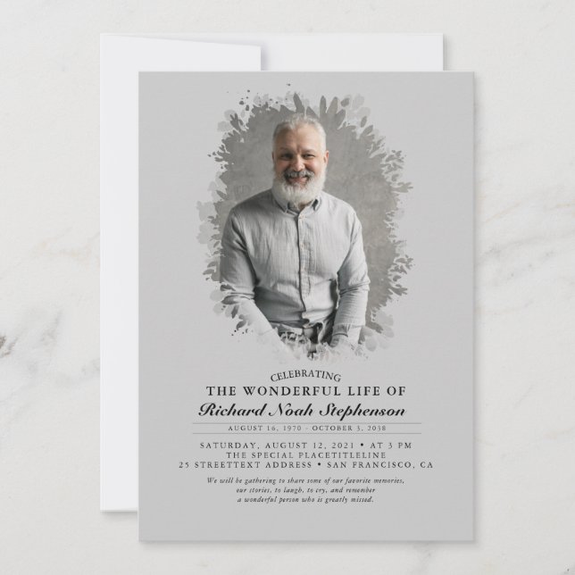 Convite Primavera Greenery Foliage Silhouette Foto Funeral (Frente)