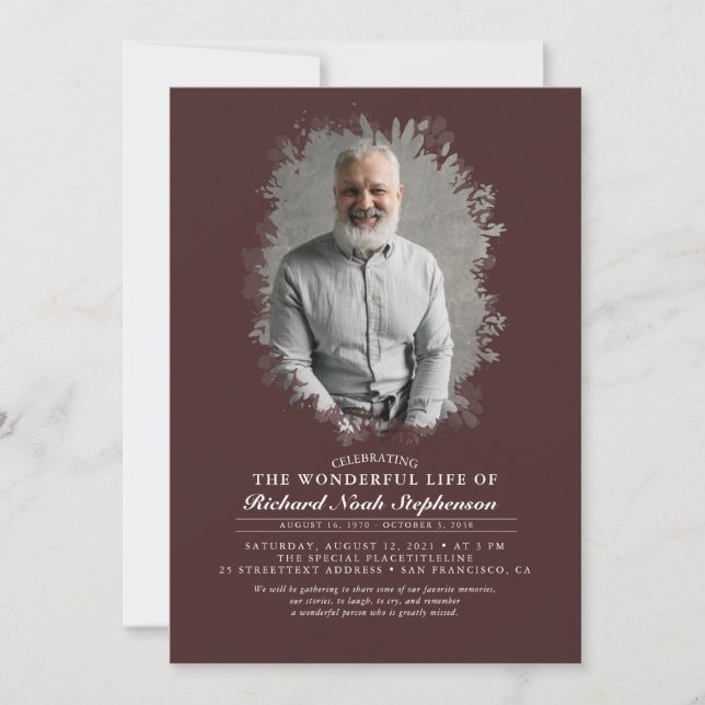 Convite Primavera Greenery Foliage Silhouette Foto Funeral (Frente)