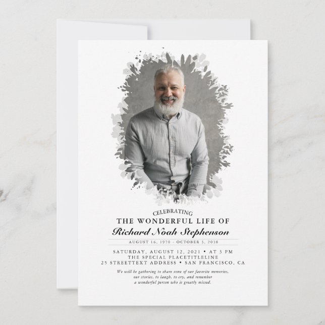 Convite Primavera Greenery Foliage Silhouette Foto Funeral (Frente)