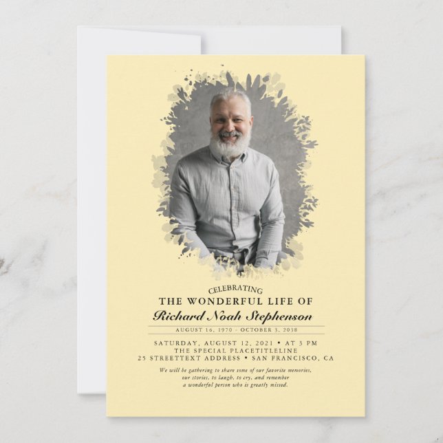 Convite Primavera Greenery Foliage Silhouette Foto Funeral (Frente)