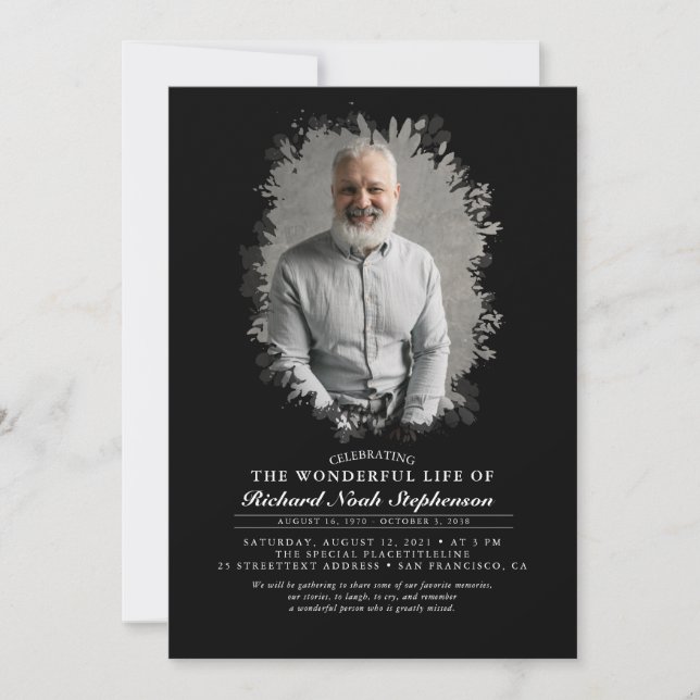 Convite Primavera Greenery Foliage Silhouette Foto Funeral (Frente)