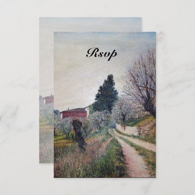 Convite PRIMAVERA INICIAL NA TUSCANY LANSCAPE rsvp (Frente/Verso)