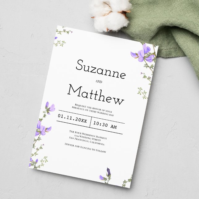 Convite Primavera lilac, casamento de vassoura-silvestre (Spring lilac green wildflower boho garden wedding )