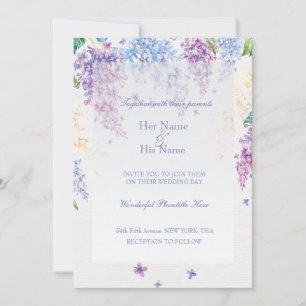 Convite Primavera Lilac Flower Blossom-Floral Casamento
