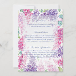 Convite Primavera Lilac Flower Blossom-Floral Casamento