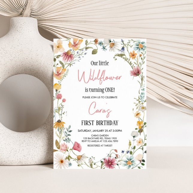 Convite Primavera Little Wilflower Festa de aniversário (Spring Little Wildflower Birthday Party Invitation)